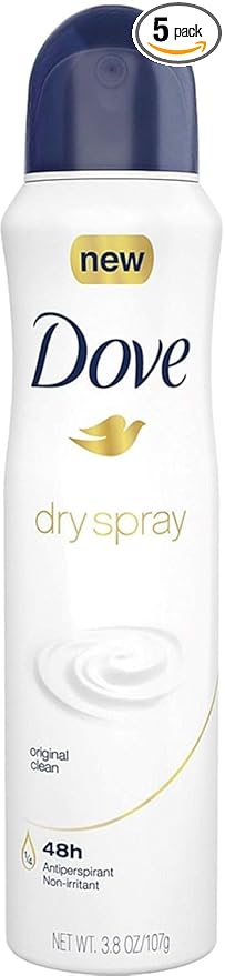 Dove Dry Spray Antiperspirant, Original Clean 3.80 oz (Pack of 5)