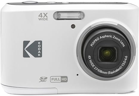 KODAK Pixpro FZ45 Digital Camera Bundle, Includes: SanDisk 64GB SDXC Memory Card, Spare Batteries and Card Reader (4 Items) (White)