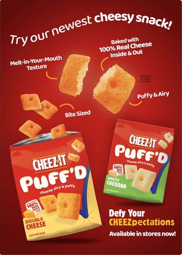 Cheez-It Cheese Crackers, Baked Snack Crackers, Lunch Snacks, Family Size, Reduced Fat Original, 19oz Box (1 Box) (Pack of 2)