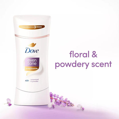 Dove Even Tone Antiperspirant Deodorant for Uneven Skin Tone Restoring Powder Sweat Block for All-Day Fresh Feeling 2.6 oz 3 Count