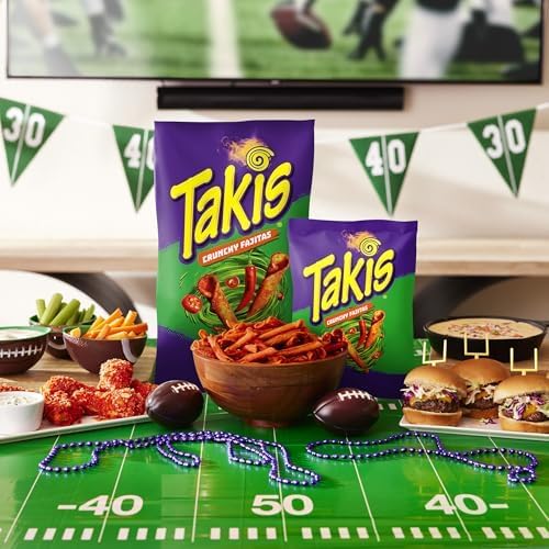 Takis Crunchy Fajitas Flavored Rolled Tortilla Chips Snack Size Bag (Pack of 4)