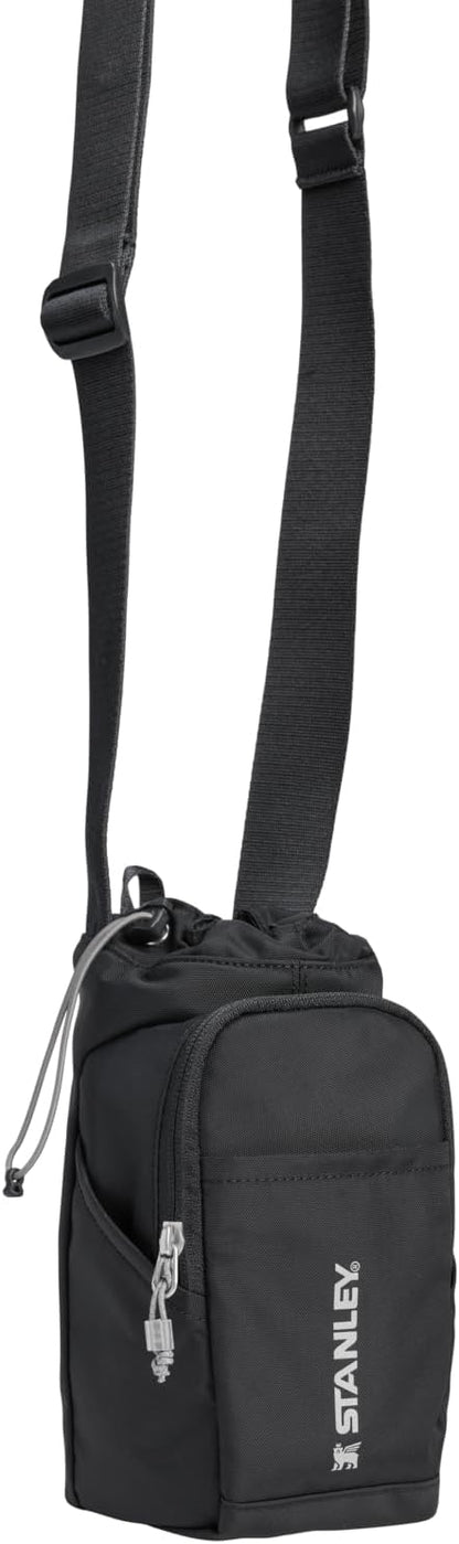 STANLEY Vitalize Carry-All Bag | Bottle Holder with Drawstring Cinch | Adjustable Shoulder Strap | Zippered Valuables Pocket | Durable Recycled Fabric | Black