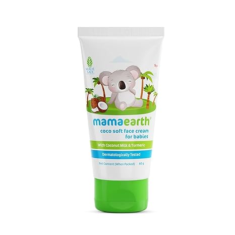 MAMAEARTH Coco Soft Baby Face Cream with Coconut Milk & Turmeric, 60g | Convenient 60g pack for everyday use.