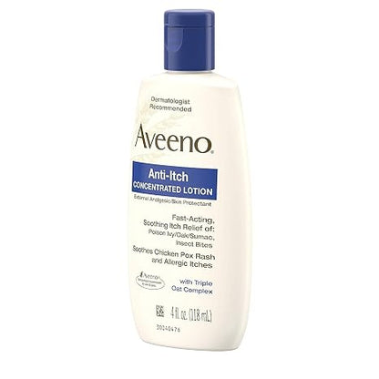 Aveeno Anti-Itch Concentrated Lotion, 4-Ounce Bottles (Pack of 3)