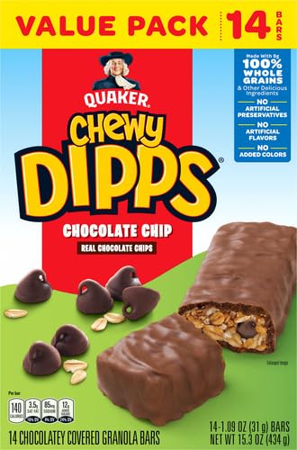 Quaker Chewy Dipps Granola Bars Chocolate Chip, 1.09 oz, 14 Ct