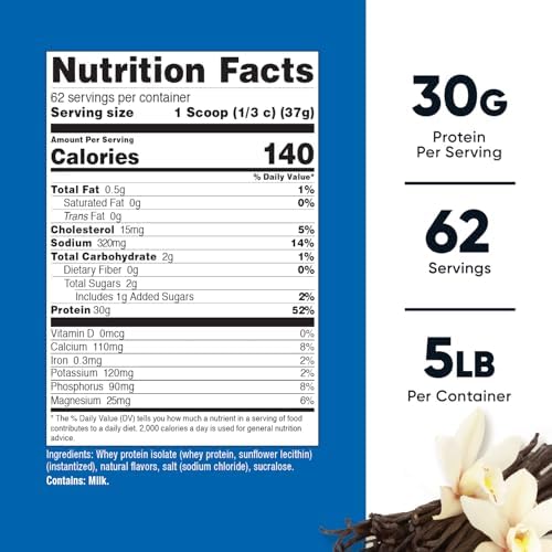 Nutricost Isolate Whey Protein Powder, Vanilla, 5 pounds (Pack of 2)