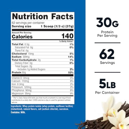 Nutricost Isolate Whey Protein Powder, Vanilla, 5 pounds (Pack of 2)