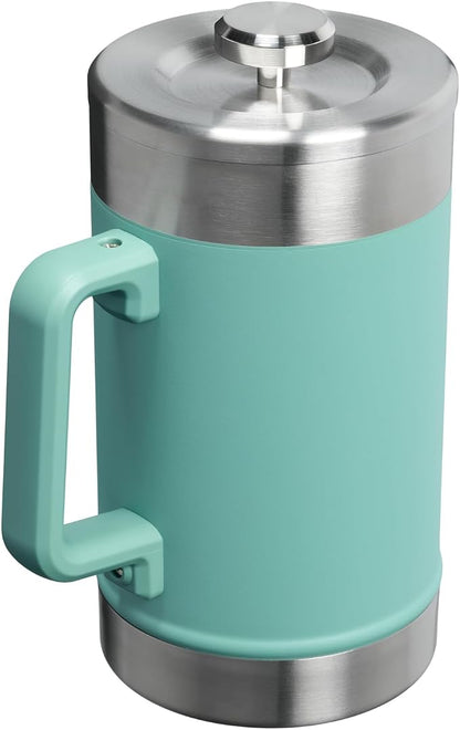 STANLEY Classic Stay-Hot French Press Coffee Maker 48 oz | 5 Minute Brew, 4 Hours Hot | Mesh Filter for Coffee Grounds | Insulated Stainless Steel French Press | BPA-Free | Spring Green