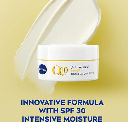 NIVEA Q10 Power Anti-Wrinkle Protecting Day Cream with Coenzyme Q10 & Creatine – 50 ml Lightweight Anti-Age Face Moisturizer for Firmer, Smoother Skin