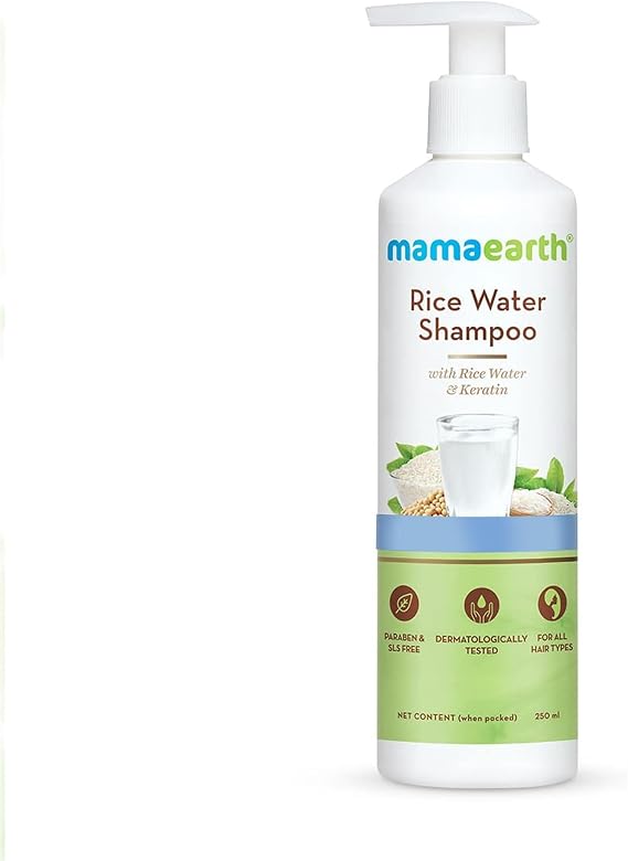 MAMAEARTH Rice Water Shampoo with Rice Water & Keratin, 8.45 Fl Oz (250ml)