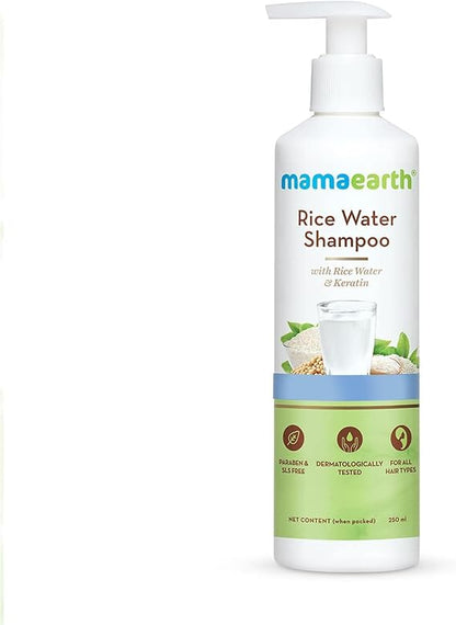 MAMAEARTH Rice Water Shampoo with Rice Water & Keratin, 8.45 Fl Oz (250ml)