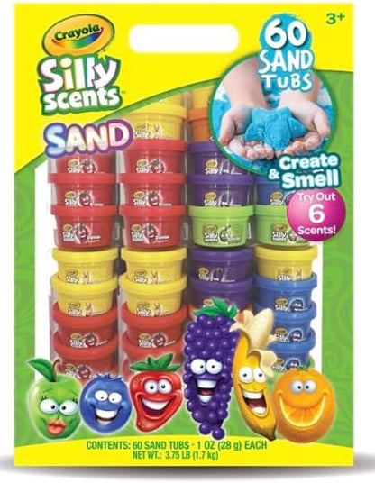 Crayola Silly Scents Play Sand – 60 Mini 1oz Tubs of Moldable Sensory Sand in 6 Bright Colors | Easter Day Party Favors, Classroom Prizes, Sensory Toys, Fidget & Creativity