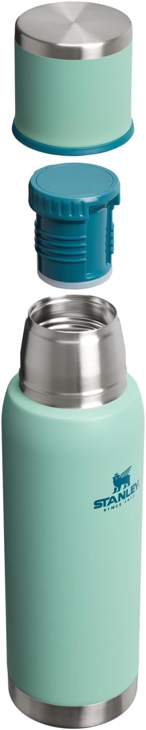 Stanley Adventure-To-Go Vacuum Bottle 1.1 qt | Wide Mouth with Leakproof Cup Lid | Keep Drinks Hot or Cold | Packable for Travel | Insulated Stainless Steel Thermal Bottle | BPA-Free | Spring Green