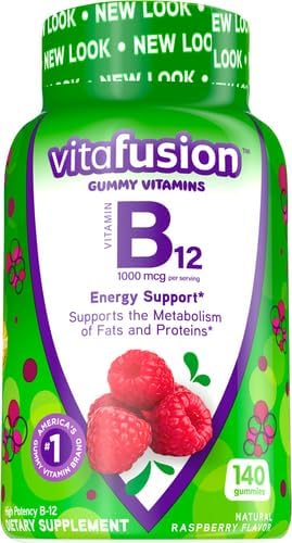 Vitafusion Vitamin B12 Gummies | 1000 mcg | 140 Adult Gummy Vitamins | for Women & Men | Raspberry Flavor | Gluten and Dairy Free Supplement (Pack of 2)