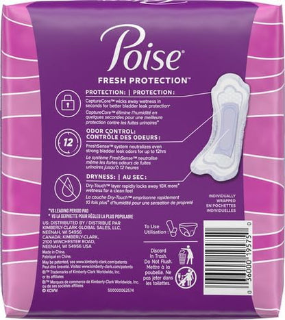 Poise Incontinence Pads & Postpartum Incontinence Pads, 4 Drop Moderate Absorbency, Long Length, 16 Count, Packaging (Pack of 4)