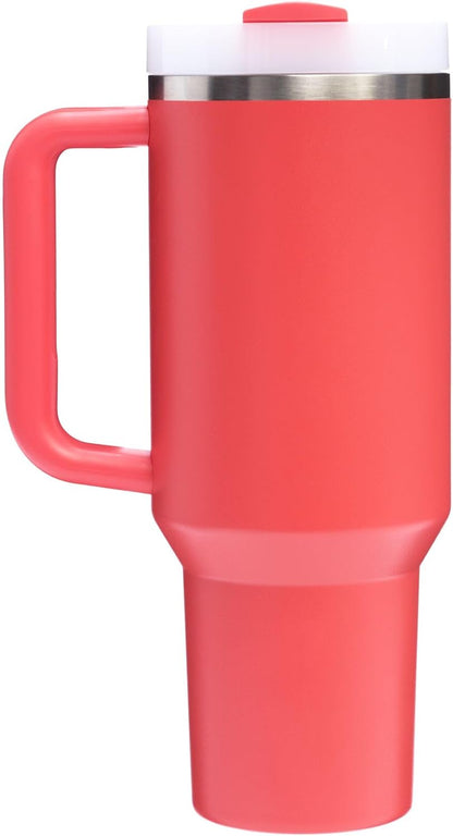Stanley Quencher H2.0 Tumbler with Handle and Straw 40 oz | Flowstate 3-Position Lid | Cup Holder Compatible for Travel | Insulated Stainless Steel Cup | BPA-Free | Hot Coral