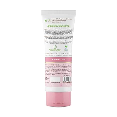 MAMAEARTH Multani Mitti Face Wash 3.38 Fl Oz (100ml) | with Multani Mitti & Bulgarian Rose