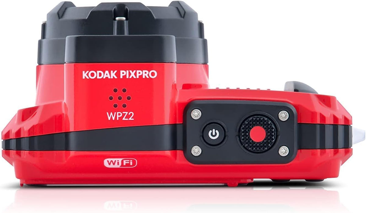 Kodak PIXPRO WPZ2 Rugged Waterproof Shockproof Digital Camera 16MP 4X Optical Zoom 1080P Full HD Video, 2.7" LCD (Red) Bundle with Camera Case, SanDisk 32GB microSDHC Card (4 Items)