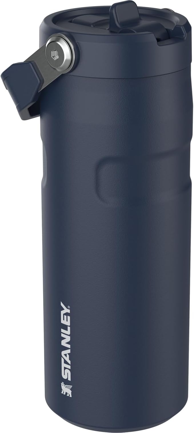 STANLEY IceFlow Flip Straw 2.0 Bottle, 16 oz, Dark Navy