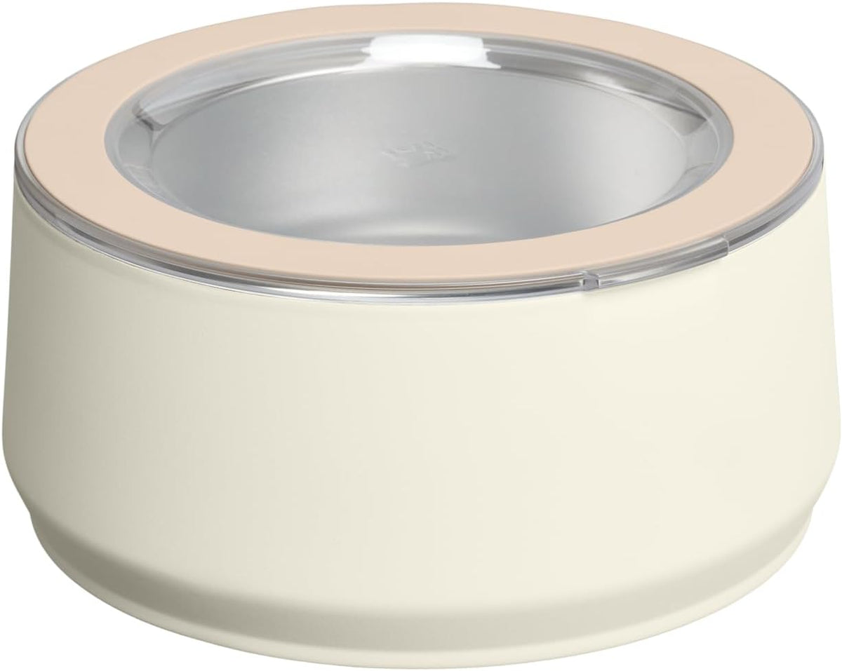 STANLEY Pet Bowl | 6-Cup (48 oz) Insulated Stainless Steel Dog & Cat Bowl | Splash-Resistant Lid | Dishwasher Safe | BPA-Free | Cream