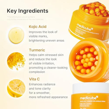 medicube Kojic Acid Turmeric Skin Clarity Set: Smoothing Toner, Clarifying & Balancing Capsule Serum and Capsule Cream for Radiant, Balanced & Smooth-Looking Skin | Korean Skincare, Gifts for Women