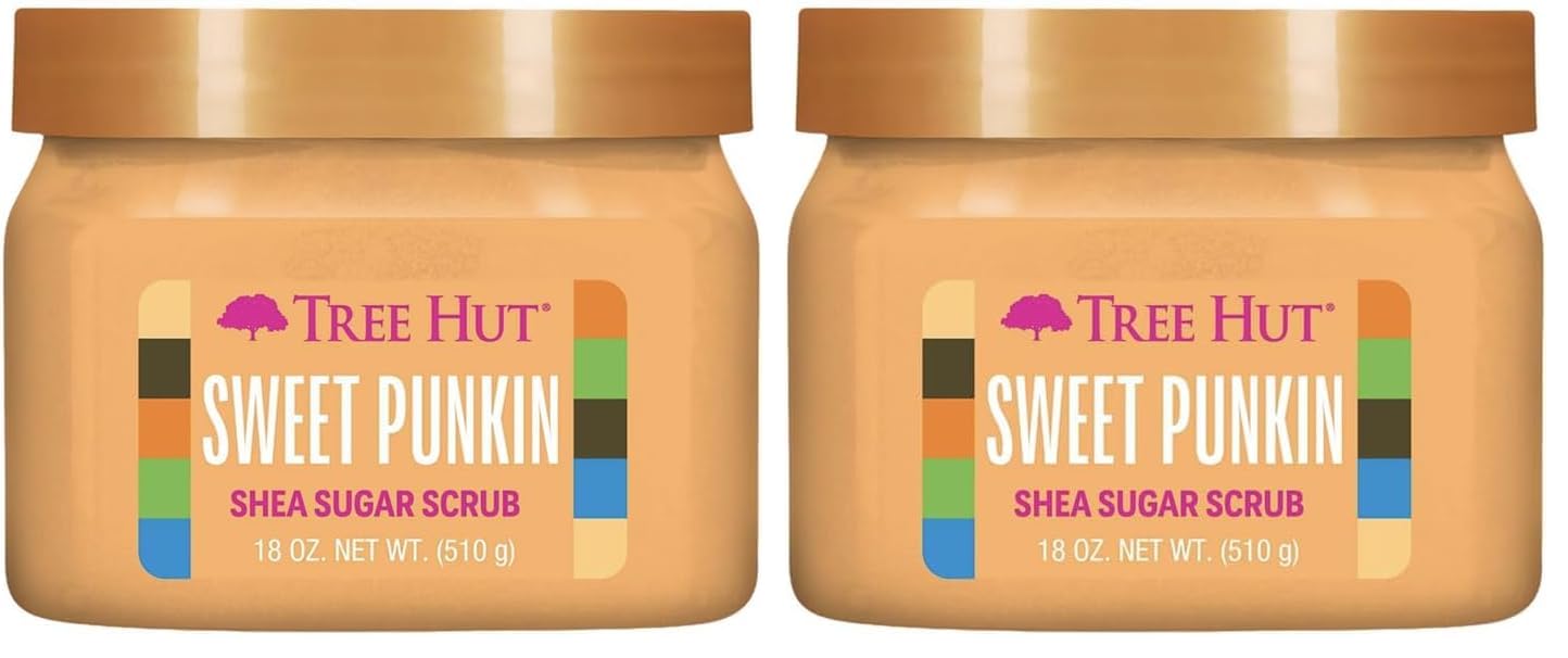 Tree Hut Shea Sugar Scrub Sweet Punkin | Exfoliating Body Scrub Removes Dead, Dry Skin for a Soft & Hydrated Feel | Nourishing Essential Body Care | 18 fl oz. (Pack of 2)