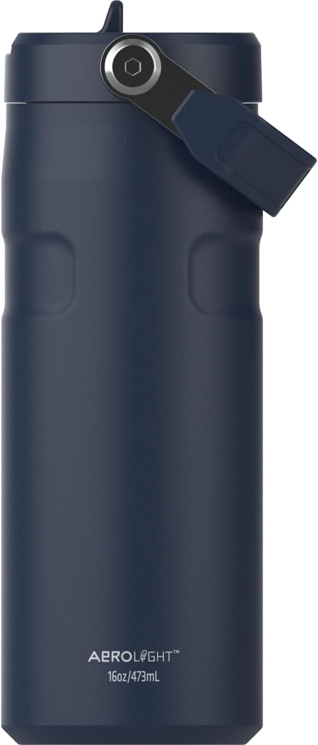 STANLEY IceFlow Flip Straw 2.0 Bottle, 16 oz, Dark Navy