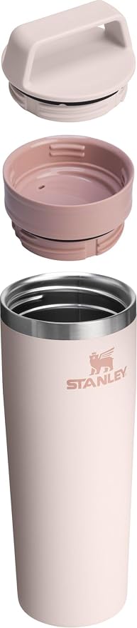 STANLEY Cafe To Go Travel Mug 20 oz | Leakproof Two-Part Drink Through Lid | Tumbler Cup for Coffee, Tea and Drinks | Insulated Stainless Steel Coffee Mug | BPA-Free | Rose Quartz