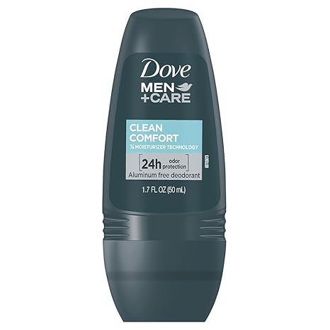 Dove Men+Care Clean Comfort Roll on Deodorant, Aluminum Free, For All Day Underarm Odor Protection, 12-Pack, 1.7 Fl Oz Each, 4 Bottles