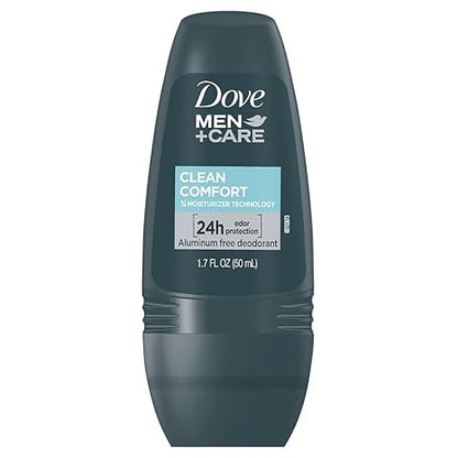 Dove Men+Care Clean Comfort Roll on Deodorant, Aluminum Free, For All Day Underarm Odor Protection, 12-Pack, 1.7 Fl Oz Each, 4 Bottles