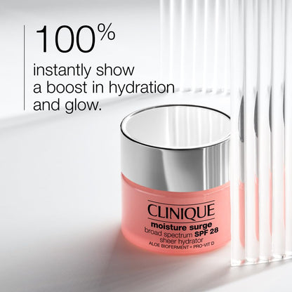 Clinique Moisture Surge Broad Spectrum SPF 28 Sheer Hydrator Face Moisturizer With SPF, Hyaluronic Acid, Aloe Bioferment + Provitamin D | Hydrating + Sun Protection