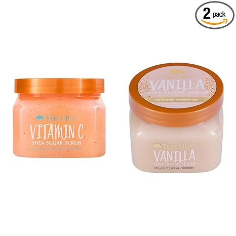 Tree Hut Vitamin C and Vanilla Shea Sugar Body Scrubs, Both 18 oz, Ultra Hydrating and Exfoliating