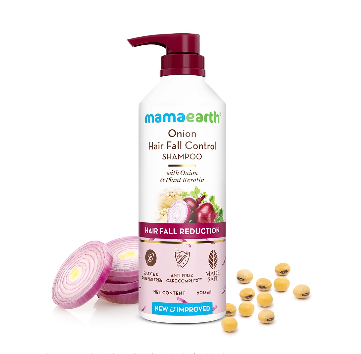 MAMAEARTH Onion Shampoo with Onion & Plant Keratin 20.29 Fl Oz (600ml)