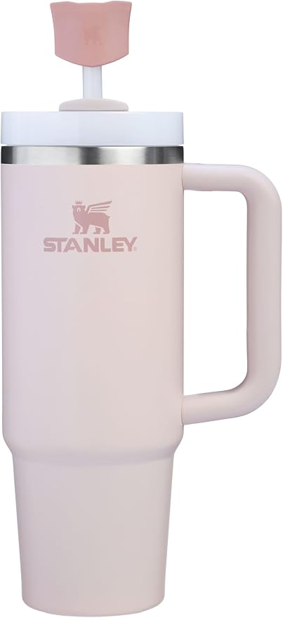 STANLEY Quencher Stay Smooth Anti-Pucker Straw Topper 2-Pack | Ergonomic Sip Through Straw Cap for Tumbler with Handle | Silicone Accessory for Drinking Cup | BPA-Free | Pink Dusk