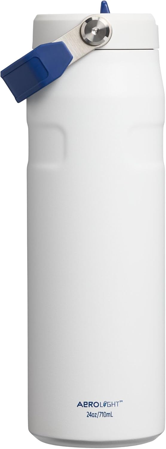 STANLEY IceFlow Flip Straw 2.0 Bottle, 24 oz, Team White Dark Blue