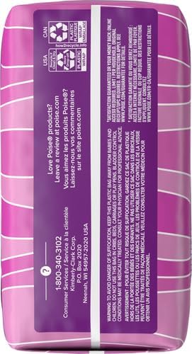 Poise Incontinence Pads & Postpartum Incontinence Pads, 4 Drop Moderate Absorbency, Long Length, 16 Count, Packaging (Pack of 4)