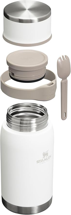 STANLEY Adventure To-Go Food Jar and Spork 36 oz | Vacuum Insulated Food Container | Wide Mouth Screw On Lid | Packable for Travel | Stainless Steel with Leakproof Lid | BPA-Free | Frost