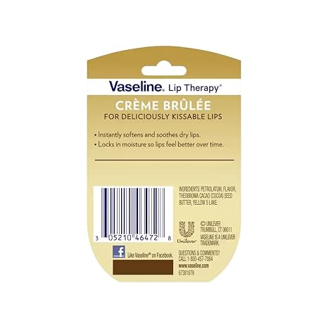Vaseline Lip Therapy Lip Balm, Creme Brulee 0.25 oz (Pack of 10)