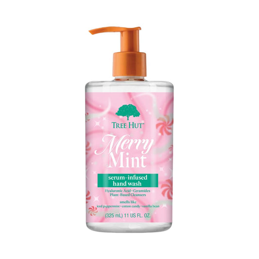 Tree Hut Merry Mint Serum Infused Hand Wash, Nourish & Hydrate Hands with Strengthening Skin Care, Long Lasting Scen, Cleanse & Lock in Moisture, Limited Edition Holiday, 11 Fl Oz.
