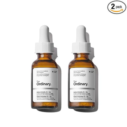 The Ordinary Alpha Arbutin 2% + Hyaluronic Acid, Brightens Skin and Targets Dark Spots, 1 Fl Oz (Pack of 2)