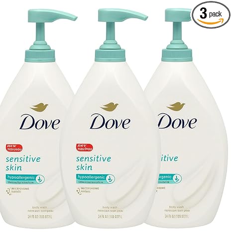 Dove Sensitive Skin Body Wash with Pump 33.8 fl oz. Pack of 3
