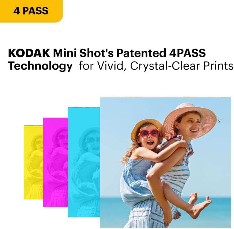 KODAK Mini 3 Retro 3x3 Portable Photo Printer, 4PASS, 38 Sheets, White