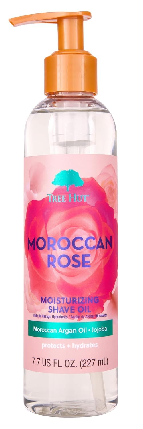 Tree Hut Moroccan Rose Moisturizing Shave Oil, Hydrating Gel-to-Oil Formula for a Smooth Shave, For All Skin Types, 7.7 fl oz