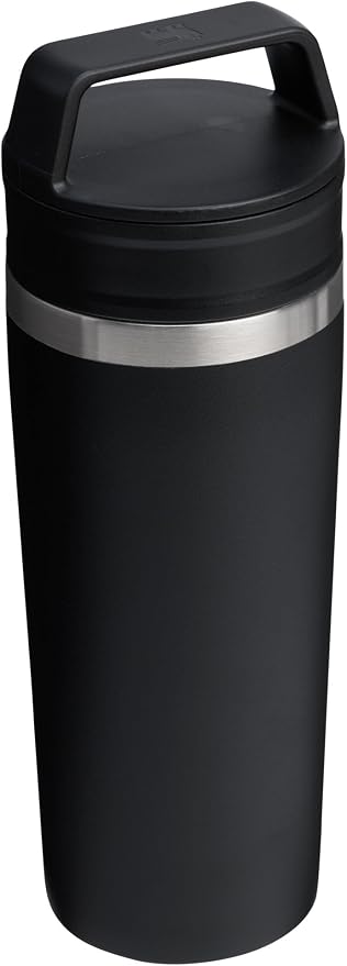 STANLEY Cafe To Go Travel Mug 16 oz | Leakproof Two-Part Drink Through Lid | Tumbler Cup for Coffee, Tea and Drinks | Insulated Stainless Steel Coffee Mug | BPA-Free | Black 2.0