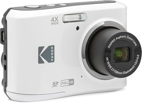 KODAK Pixpro FZ45 Digital Camera Bundle, Includes: SanDisk 64GB SDXC Memory Card, Spare Batteries and Card Reader (4 Items) (White)