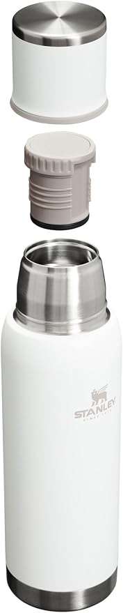 Stanley Adventure-To-Go Vacuum Bottle 1.1 qt | Wide Mouth with Leakproof Cup Lid | Keep Drinks Hot or Cold | Packable for Travel | Insulated Stainless Steel Thermal Bottle | BPA-Free | Frost
