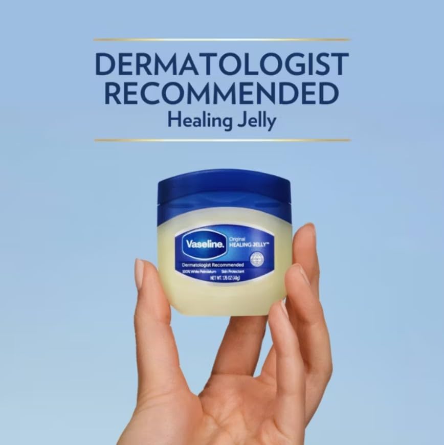 Vaseline Healing Jelly For Dry Skin and Eczema Relief Original 100% Pure Petroleum Jelly 1.75 Ounce (Pack of 10)