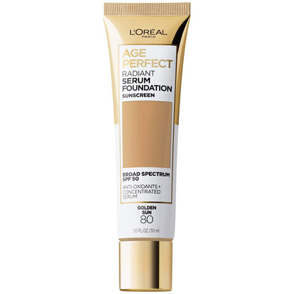 L'Oreal Paris Age Perfect Radiant Serum Foundation with SPF 50, Golden Sun, 1 Ounce