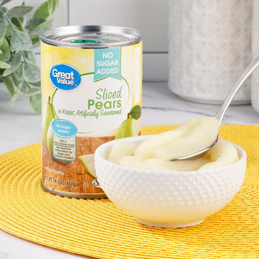 Great Value No Sugar Added Canned Sliced Pears, 14.5 oz