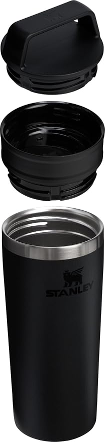 STANLEY Cafe To Go Travel Mug 16 oz | Leakproof Two-Part Drink Through Lid | Tumbler Cup for Coffee, Tea and Drinks | Insulated Stainless Steel Coffee Mug | BPA-Free | Black 2.0